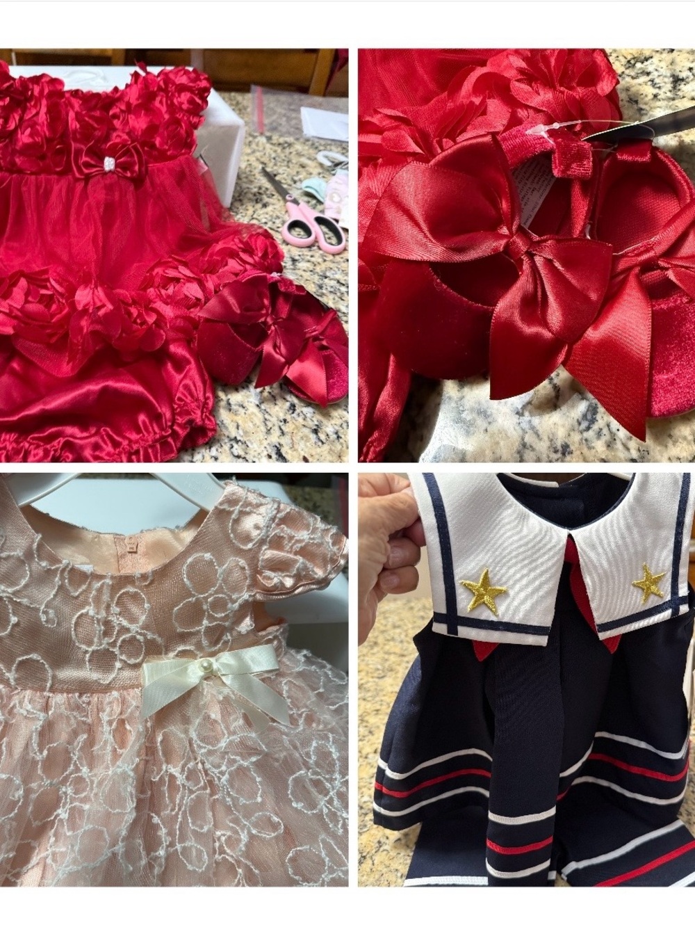 Navy Sailor-Inspired Baby Dress with Gold Star Accents & 2 other dresses # 3